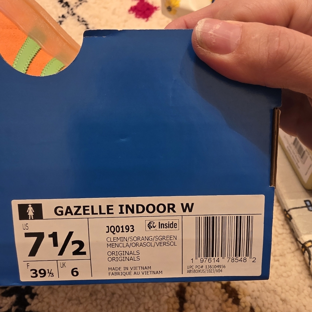 Adidas Gazelle Indoor Orange with Green Stripes - Picture 5 of 5